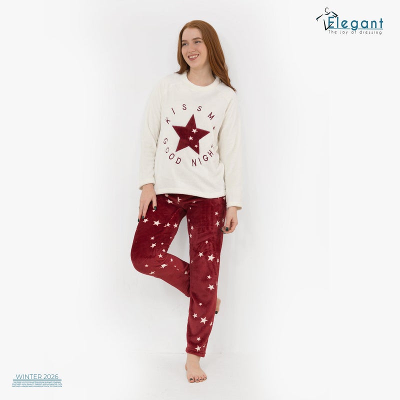 Elegant Polar PJ Offwhite/Maroon - Star - Image 2